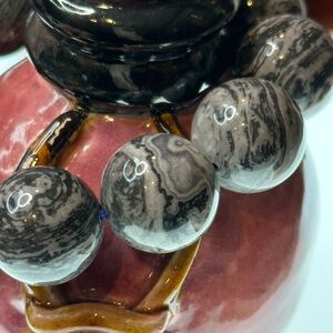 Zebra Jasper (Silver Leaf Jasper variety) Bracelet 20mm Size 6.5